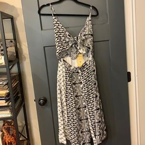 Black and white paisley midi dress